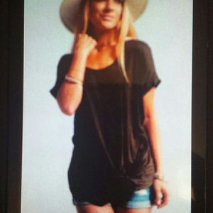 NWT Olive Top With Ruching/Draping Details